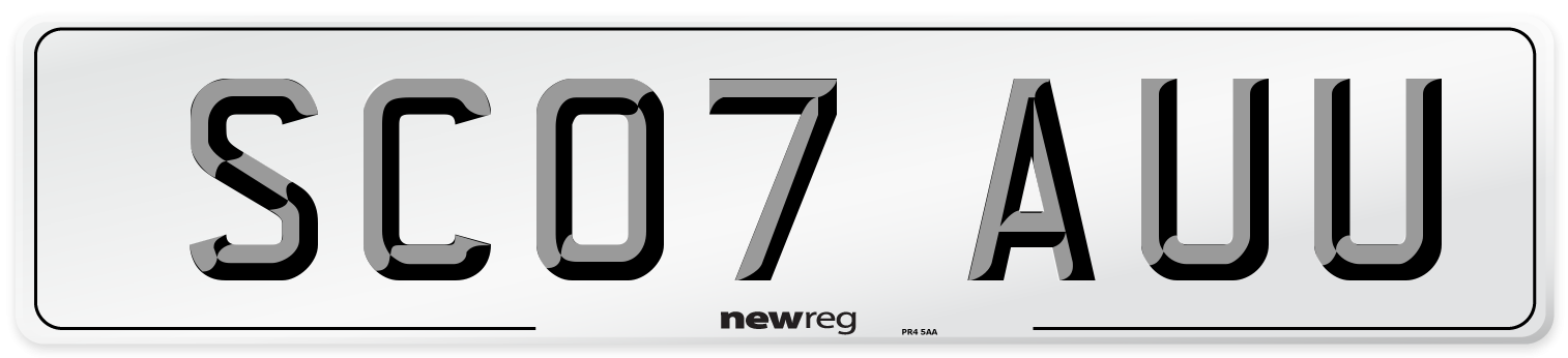 SC07 AUU Number Plate from New Reg